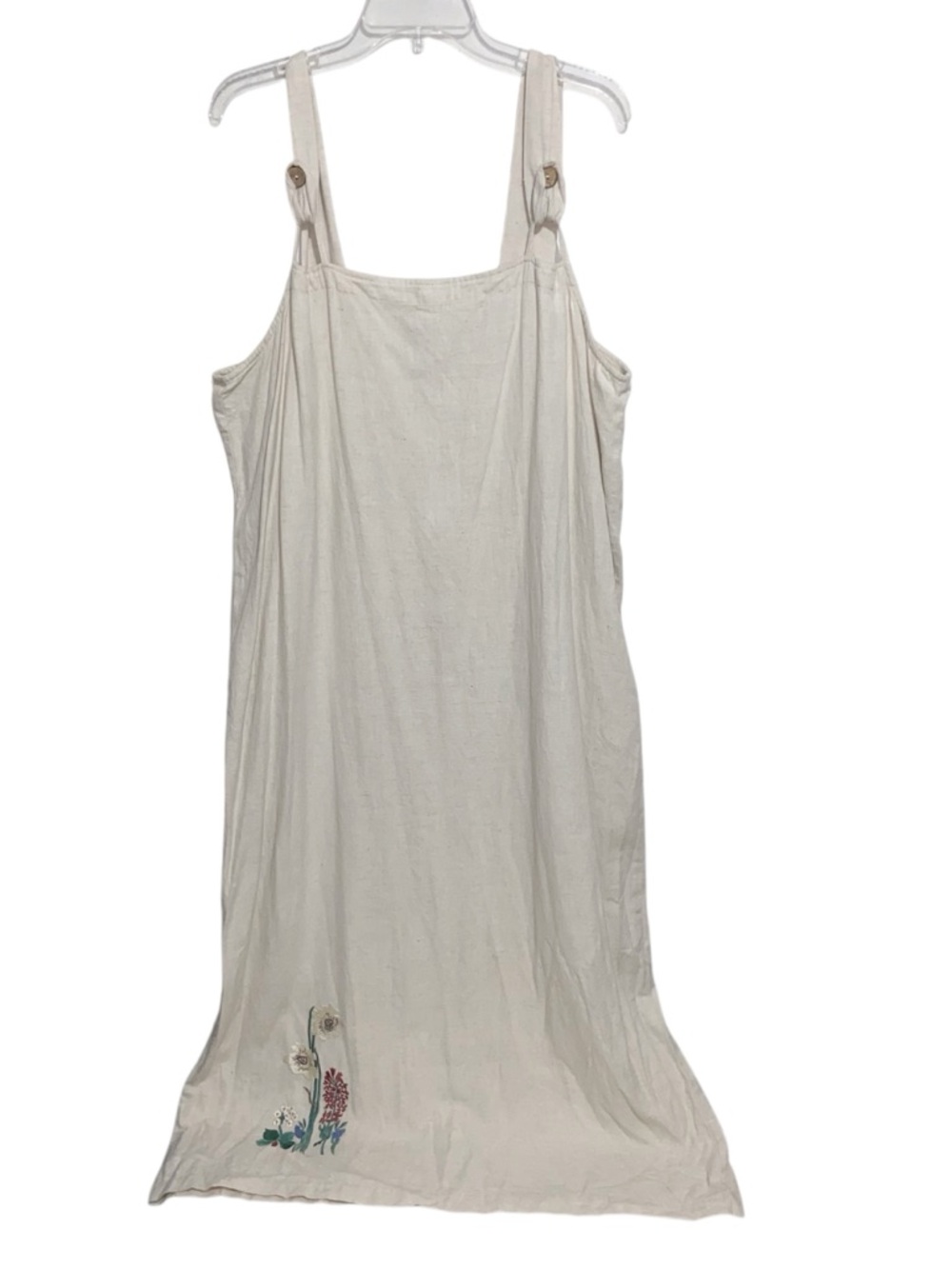 Vintage Two Twenty Dress Womens XL Jumper Linen Blend Embroidered Cottagecore
